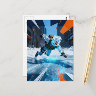 Carte Postale Glace de clown drôle tombant sur de la glace