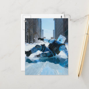 Carte Postale Glace drôle gelée tombant sur de la glace