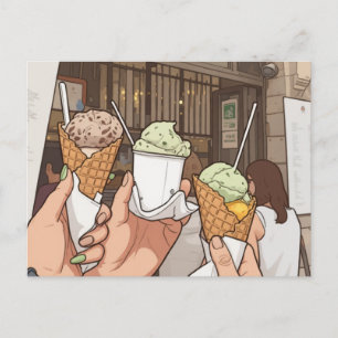 Carte Postale Glace italienne dans une gaufre