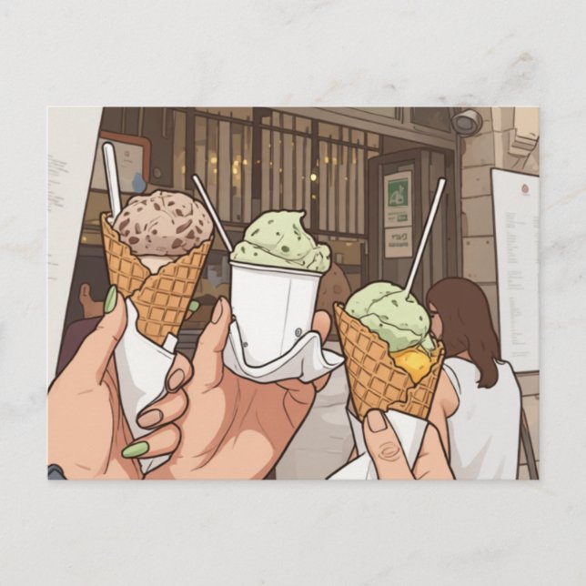 Carte Postale Glace italienne dans une gaufre (Devant)