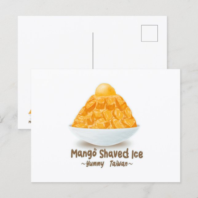 Carte Postale Glace Râpée à la Mangue de Taïwan (Devant / Derrière)