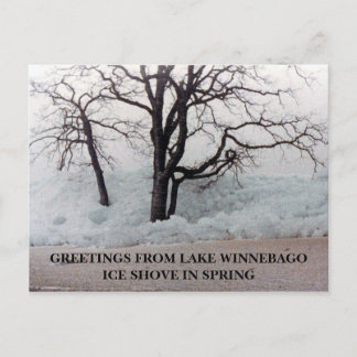 CARTE POSTALE GLACE SHOVE GREETINGS DU LAC WI...