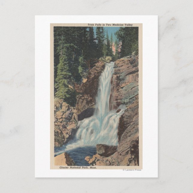 Carte Postale Glacier, MT - Vue de Trick Falls & Medicine (Devant)