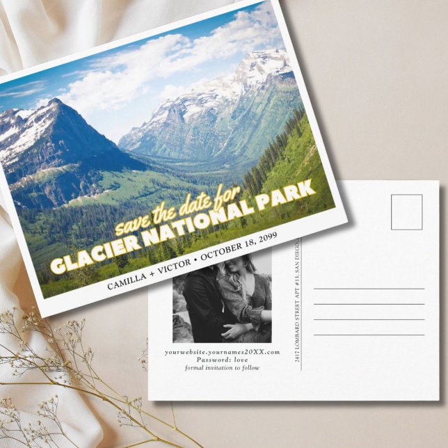 Carte Postale Glacier National Park Wedding Enregistrer la date (Glacier National Park Wedding Save the Date Postcard)