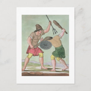 Carte Postale Gladiateurs romains, de 'L'Antica Roma', 1825 (col