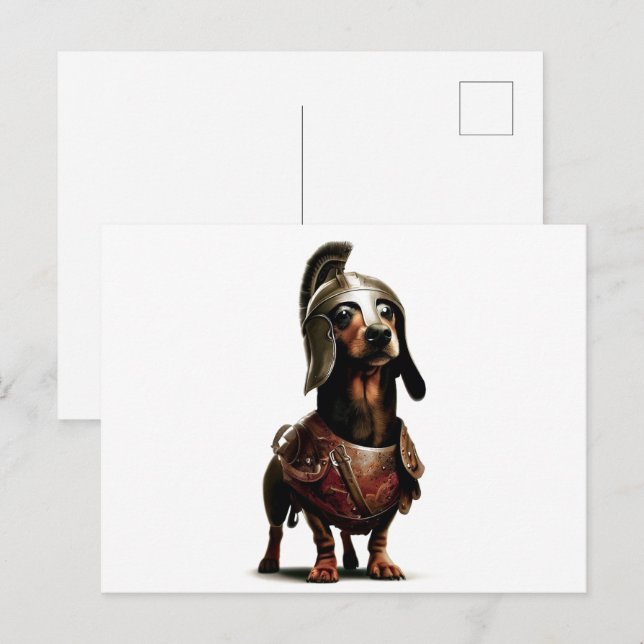 Carte postale Gladiator Dachshund (Devant / Derrière)