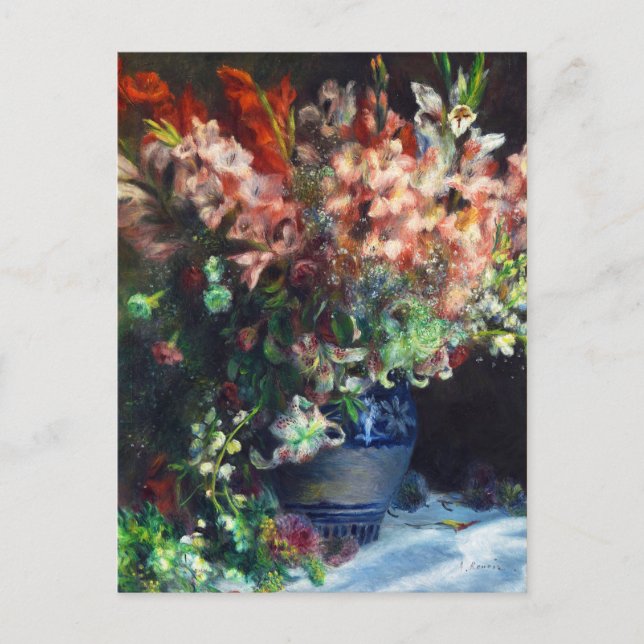 Carte Postale Gladioli dans le Vase Pierre Auguste Renoir (Devant)