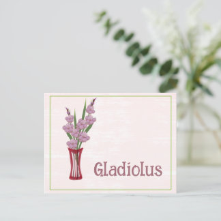 Carte Postale Gladiolus Flowers Watercolor Art August Birthday 