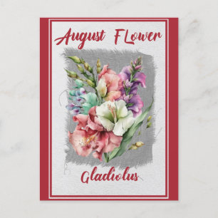 Carte Postale Glaïeul floral vintage de la fleur d'août