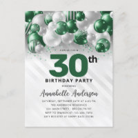 Glam Green Silver Balloon Parties scintillant 30e 