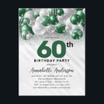 Carte Postale Glam Green Silver Balloon Parties scintillant 60e<br><div class="desc">Glam moderne Emerald Green Balloon Parties scintillant étincelante étincelle à tout âge Anniversaire Invitation</div>