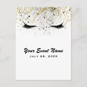 Carte Postale Glam moderne Or Argent Black Eyelashes Beauté