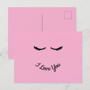 Carte Postale Glam rose Black Eyelashes personnalisé