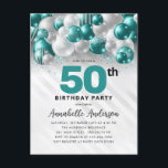 Carte Postale Glam Turquoise Silver Balloon Parties scintillant<br><div class="desc">Glam Turquoise Vert Ballons d'argent Parties scintillant étinceler n'importe quel âge Anniversaire Invitation</div>