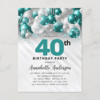 Glam Turquoise Silver Balloon Parties scintillant