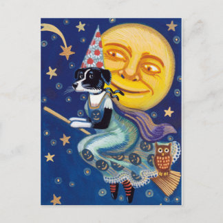 Carte Postale Glamorous Witch rides the Halloween Skies