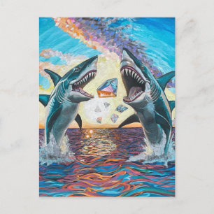 Carte Postale Glamour Chomp-Shark Dressage pour les gemmes brill