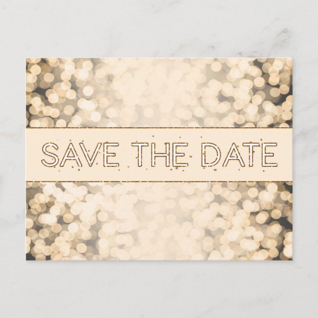 Carte postale glamour SAVE THE DATE lumières scint (Devant)