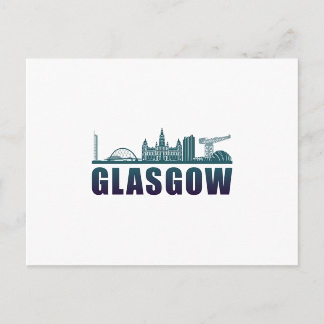 Carte Postale Glasgow City Cityscape Skyline Drôle idée cadeau (Devant)