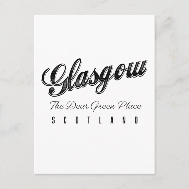 Carte Postale Glasgow Écosse "L'endroit vert cher" (Devant)