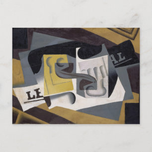 Carte Postale Glass et Newspaper, 1917 (huile sur le