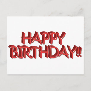 Carte Postale Glassy Red Happy Birthday Texte Image