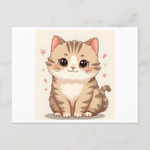 Carte Postale Gleeful Chat : Sweet Kawaii Kitten Art pour n'impo