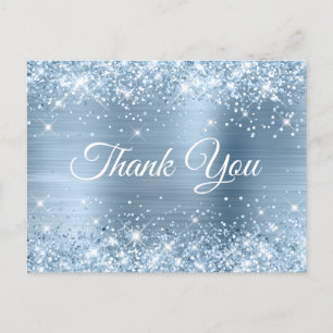 Carte Postale Glitterie Bleu clair Foil Douce 16 Merci