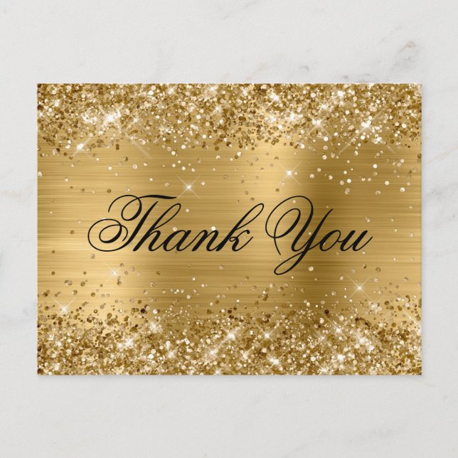 Carte Postale Glittery Gold Foil 21e anniversaire Fancy Merci (Devant)