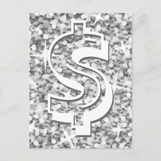 Carte postale Glitz "Argent" dollar "$" (Devant)