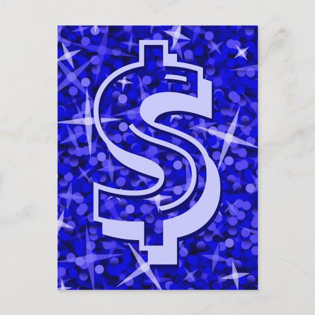 Carte postale Glitz Dark Blue dollar '$' (Devant)