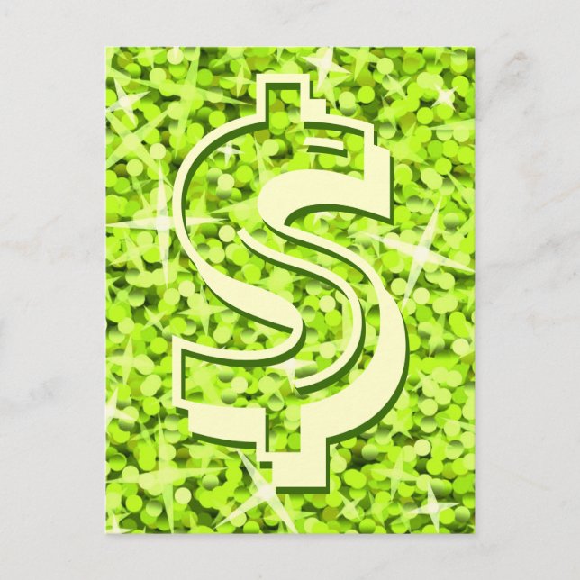 Carte postale Glitz Lime dollar '$' (Devant)