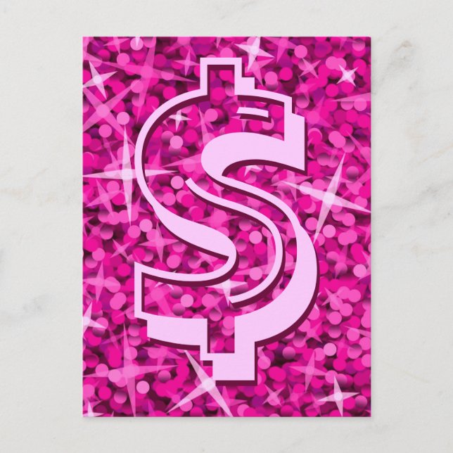 Carte postale Glitz Pink dollar '$' (Devant)