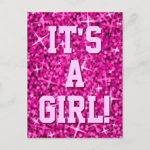Carte postale Glitz Pink 'It's a Girl!'