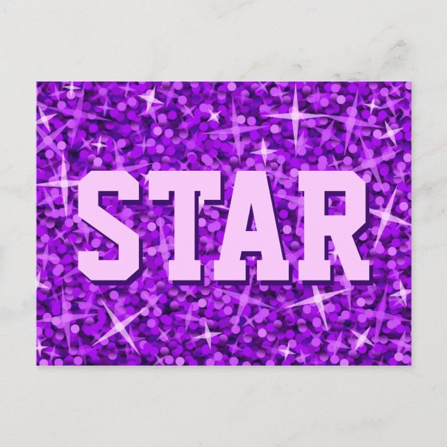 Carte postale Glitz Purple 'STAR' (Devant)