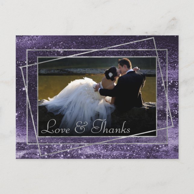 Carte Postale Glitzy Foil | Merci photo Indigo Dark Purple (Devant)