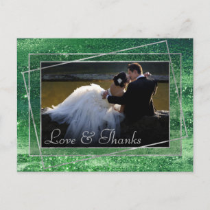 Carte Postale Glitzy minimum Neo Mint Green Photo Thank You
