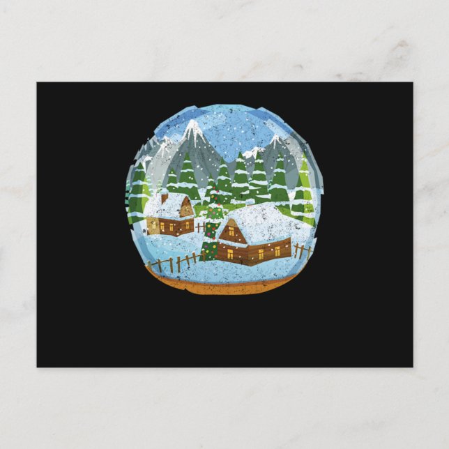 Carte Postale Globe des neiges Snowglobe Noël Fêtes Pins Arbres (Devant)