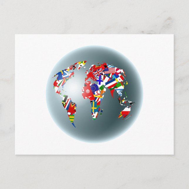 Carte Postale Globe du drapeau (Devant)