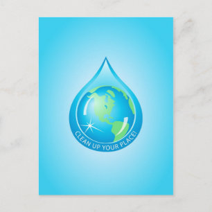 Carte Postale Globe in Waterdrop