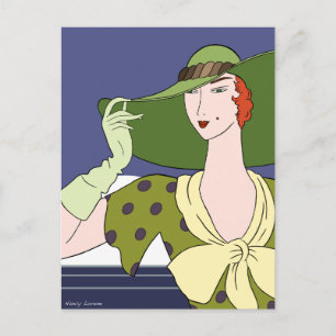 Carte Postale Gloria en vert et jaune