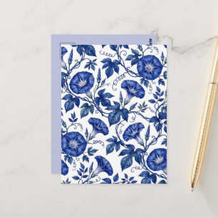 Carte Postale Glorieuses du matin Cobalt Bleu Blanc de style Del