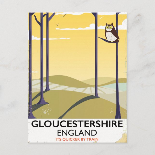 Carte Postale Gloucestershire, affiche de voyage du Train d'Angl (Devant)