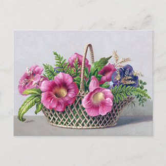 Carte Postale Gloxinia et les fougères en Panier Vintage Victori