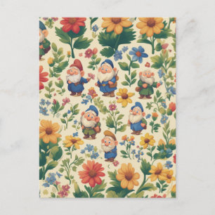 Carte Postale Gnome a flower motif design