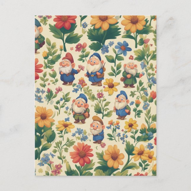 Carte Postale Gnome a flower motif design (Devant)