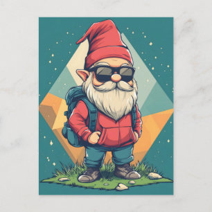 Carte Postale Gnome Cool en Aventure : Illustration Amusante