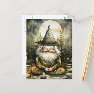 Carte Postale Gnome dans son jardin Zen