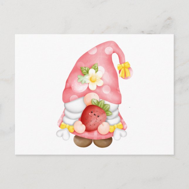 Carte Postale Gnome de fruit frais de fraise mignon (Devant)