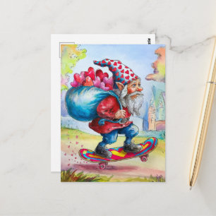 Carte Postale Gnome de la Saint-Valentin adorable